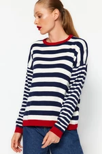 Trendyol Navy Blue Wide fit Color Block Knitwear Sweater