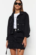 Trendyol Black Pocket Detailed Crop Denim Jacket