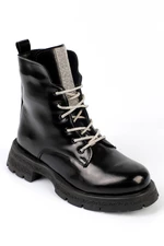 Capone Outfitters Women's Lace Up Side Zipper Trak Sole Boots