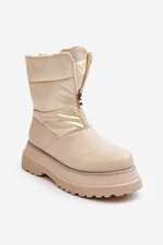 Women's snow boots with a thick sole with a zipper GOE beige