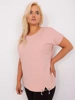 Light pink women's cotton blouse plus size