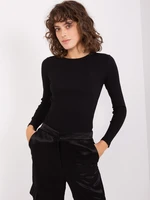 Black basic blouse with long sleeves with stripes