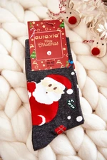 Men's Christmas Cotton Socks with Santa Claus Dark Grey