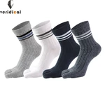 5 Pairs Man Short Five Finger Socks Pure Cotton Solid Business Striped Standard Breathable Socks With Separate Toes Hot Sell