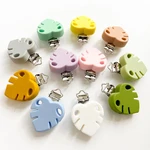 Leaf-Shape Silicone Pacifier Clip Daisy Nipple Chain Clips Food Grade Baby Teether Chew Toy Dummy Clips DIY Baby Pacifier Clips