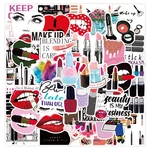 50Pcs/lot Pretty Girl Cosmetic Sticker Decal Lipstick Perfume High Heels Pattern DIY for Laptop Luggage Suitcase Cute Stickers