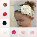 5pcs/lot Rose Flower Baby Girls Headband Soft White Lace Elastic Newborn Toddler Kids Children Headwear Hair Accessories