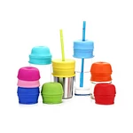 Foldable Silica Gel Pipette Cup Cover Applicable to Baby Durable Soft Pack 4 PCS silicone straw cup lid