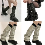Womens PU Leathers Leg Warmers Long Leg Sleeve Socks Warm Adult Girls Boot Socks Party Casual Streetwear T8NB
