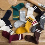 1 Pair Women Socks Japanese Style Loose Socks High School Girls Harajuku Sock Solid Colors Needles Knitting Striped Cotton Socks