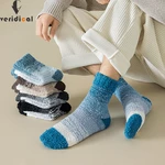 5 Pairs Winter Man Short Terry Socks Thin Thermal Coral Velvet Keep Warm Colorful Casual Floor Fluffy Middle Tube Sleep Socks