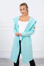 Long cardigan with hooded mint