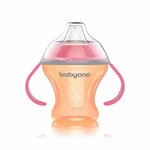 Babyono Nekapající hrneček s měkkým pítkem - oranžovo/růžový
