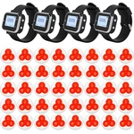 JINGLE BELLS Wireless Calling System 40 Calling Button+4 Watch Pager for Restaurant, Cafe, Bar Wireless Service Call Bell Paging