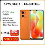 【World Premiere】OUKITEL C33 Smartphone 8GB RAM+256GB ROM Octa Core 6.8" HD+ Screen 50MP Rear Camera Android 13 5150mAh Phone