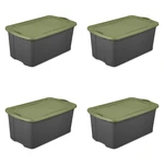 Sterilite 30 Gal. EZ Carry Plastic, Flat Gray/Sage Legume, Set of 4