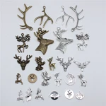10pcs Charms Christmas Deer Antique Bronze Silver Color Pendants Making DIY Handmade Tibetan Silver Color Jewelry