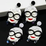 New Glasses Celebrity Granny Acrylic Earrings for Women Cute Cartoon Elizabeth II Lady Figure Drop Earring Fashion Jewelry Gifts