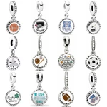 DIY Charm Police Love Book & Teacher Lucky Clover Flower Pendant 925 Sterling Silver Bead Fit Fashion Bracelet Jewelry