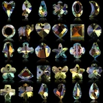 Shiny AB Color Crystal Heart/Drop/Oval/Cross Charms Pendant Glass Loose Spacer Beads for Jewelry DIY Making Necklaces Earrings