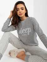 Grey two-piece pajamas with patches