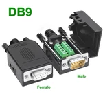 DB9 Connector D-SUB 9 Pin Male Female Plug RS232 RS485 Breakout Terminals 21-24 AWG Wire Solderless Connectors
