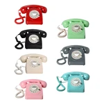 Retro Landline Phone Vintage Rotary Dial Phone Old Fashioned with Redial Corded Phone Mechanical Ringer Retro Phone for Decor