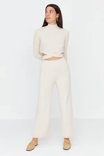 Trendyol Stone Crop Sweater Top-Upper Set
