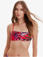 Red women's patterned bikini top Desigual Playa - Ladies
