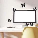 Sada 12 čiernych adhezívnych 3D samolepiek Ambiance Wall Butterflies
