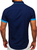 Cămașă elegantă cu mâneca scurtă pentru bărbat bleumarin Bolf 2926