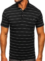 Tricou polo negru cu imprimeu Bolf 192472