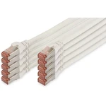 Digitus DK-1644-020-WH-10 RJ45 sieťové káble, prepojovacie káble CAT 6 S/FTP 2.00 m biela fóliové tienenie, kompletné ti