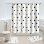 4Pcs/Set Waterproof Egyptian Shower Curtain+Non-Slip Toilet Cover Door Bath Mat