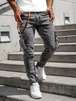 Šedé pánské kapsáčové džíny skinny fit Bolf R61064S0