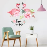 Miico Creative Pink Love Couple Flamingo Flower PVC Removable Home Room Decorative Decor Sticker