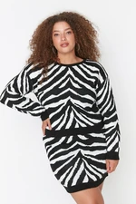 Trendyol Curve Black Patterned Knitwear Top and Bottom Set