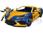 2020 Chevrolet Corvette C8 Stingray Gold Metallic and Dark Blue and Wolverine Diecast Figurine "X-Men" "Marvel" Series "Hollywood Rides" 1/24 Diecast