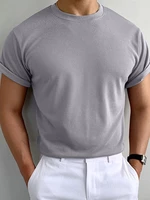 Mens Short Sleeve Crew Neck Plain Workout Summer Casual T-Shirt