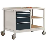 Přenosný dílenský stůl model 1 s světle šedou krycí deskou Melaminu 22 mm, š x h x v 1135 x 590 x 802 mm Manuflex TP1007.7016 TP1007.7016
