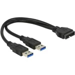 Adaptér USB 3.0 Delock [2x USB 3.0 zástrčka A - 1x interní USB 3.0 zástrčka 19-pólová] černá