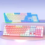 LEORQEON N35 Gaming Keyboard USB Wired 104 Keys Mechanical Feel Keyboard Waterproof Mixed Color Backlight for Home Offic