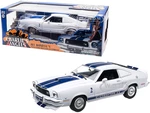 1976 Ford Mustang II Cobra II (Jill Munroes) White with Blue Racing Stripes "Charlies Angels" (1976-1981) TV Series 1/18 Diecast Model Car by Greenli