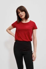 Cotton T-shirt with Moodo pocket - dark red