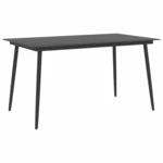 Garden Dining Table Black 59.1"x35.4"x29.1" Steel and Glass