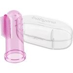 BabyOno Take Care First Toothbrush detská zubná kefka na prst s puzdrom Pink 1 ks