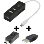 renkforce Univerzálny 3 portový USB 2.0 OTG rozbočovač so čítačkou kariet SD pre smartfóny / tablety a počítače renkforce Univerzálny 3 portový USB 2.0 OTG rozbočovač so čítačkou kariet SD pre smartfóny / tablety a počítače