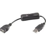 Renkforce #####USB-Kabel USB 2.0 #####USB-A Stecker, #####USB-A Buchse 25.00 cm čierna vr. spínače ZAP / VYP, pozlátené