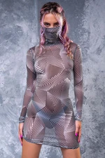 Minimal Mesh High Neck Dress - Sexy See-Through Party Dress - Festival Mesh Dress