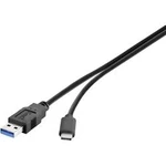 USB 3.1 (Gen 2) kabel Renkforce RF-3241264 [1x USB 3.1 zástrčka A​ - 1x USB-C™ zástrčka], 15.00 cm, černá, pozlacené kontakty